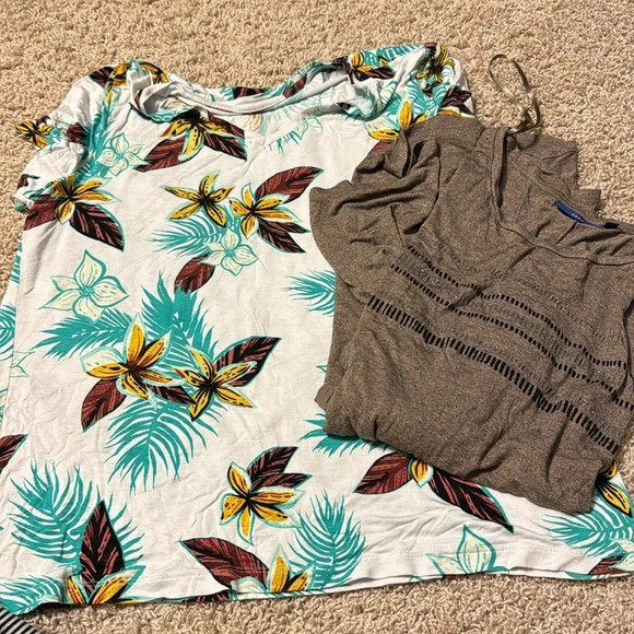 2pk WNS Apt. 9 Grey Top Sz 1x, Flower Sz XXL - Picture 1 of 10
